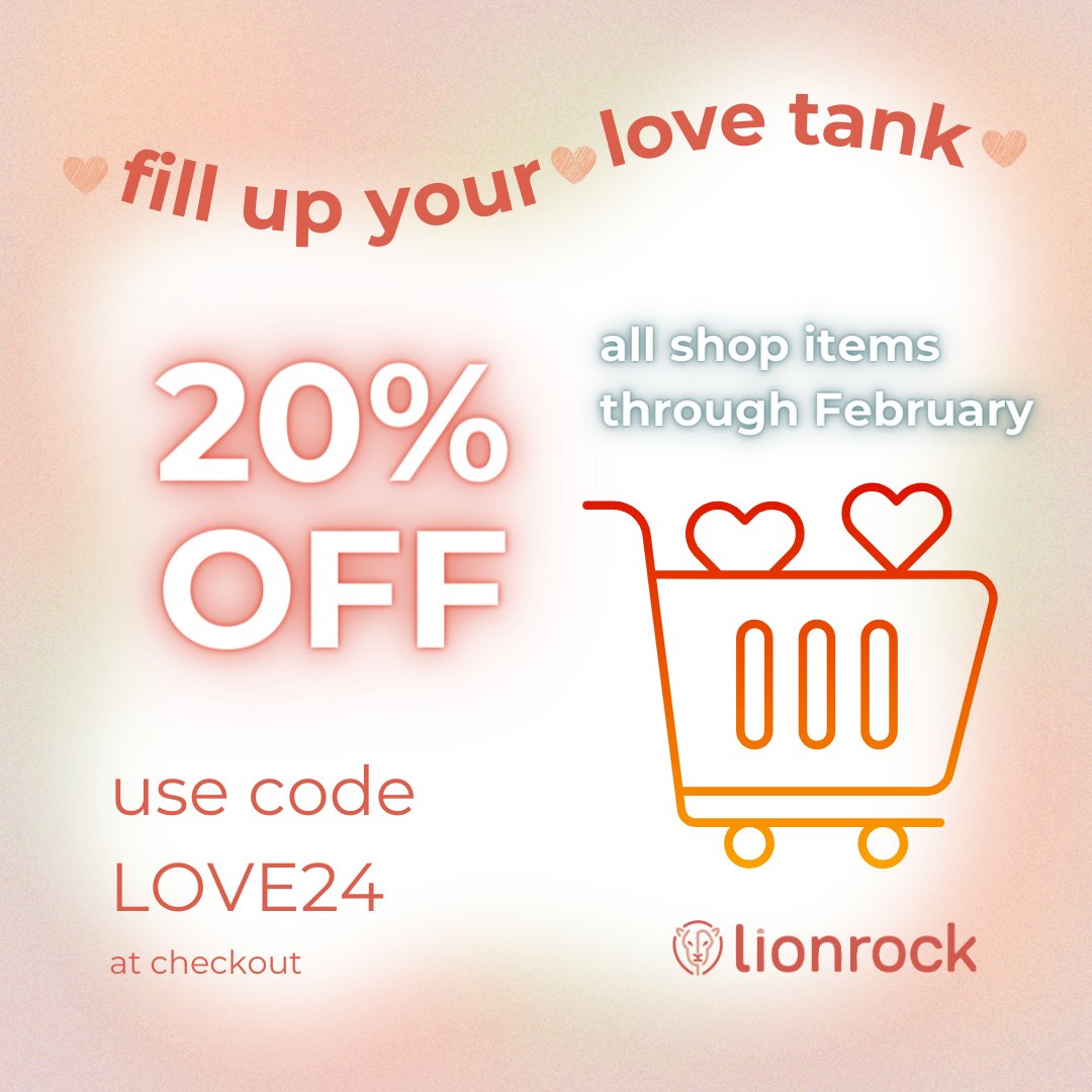 Use CODE 24 at check out to receive 20% off all shop items throughout February. 

[lionrock.life/shop]

#Lionrock #LoveIsLove #SelfLove