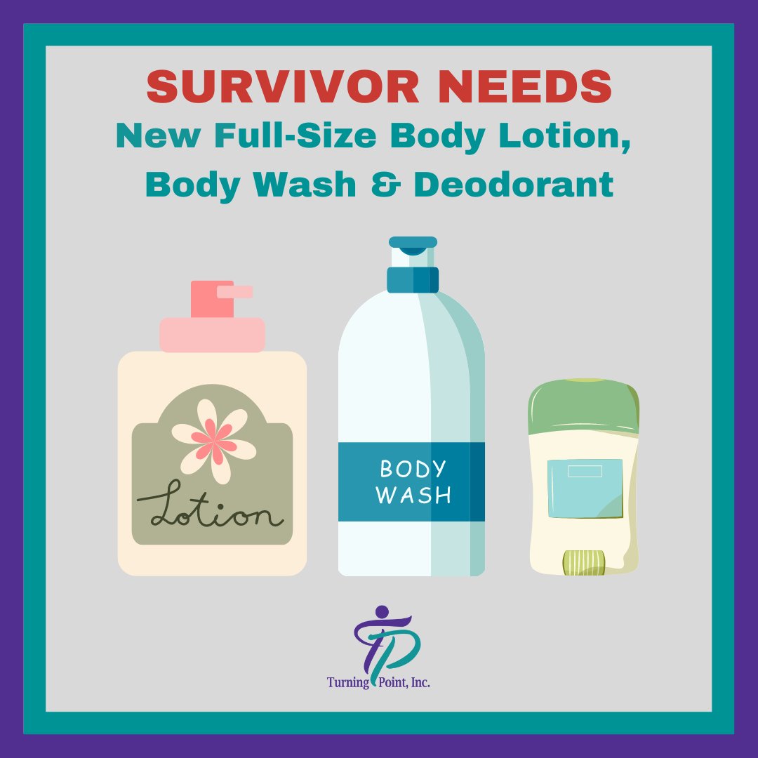 TurningPointMac's tweet image. Right now,  survivor families in shelter need new full-size body lotion, body wash, and deodorant.  If you would like to help meet our current needs, email us at info@turningpointmacomb.org