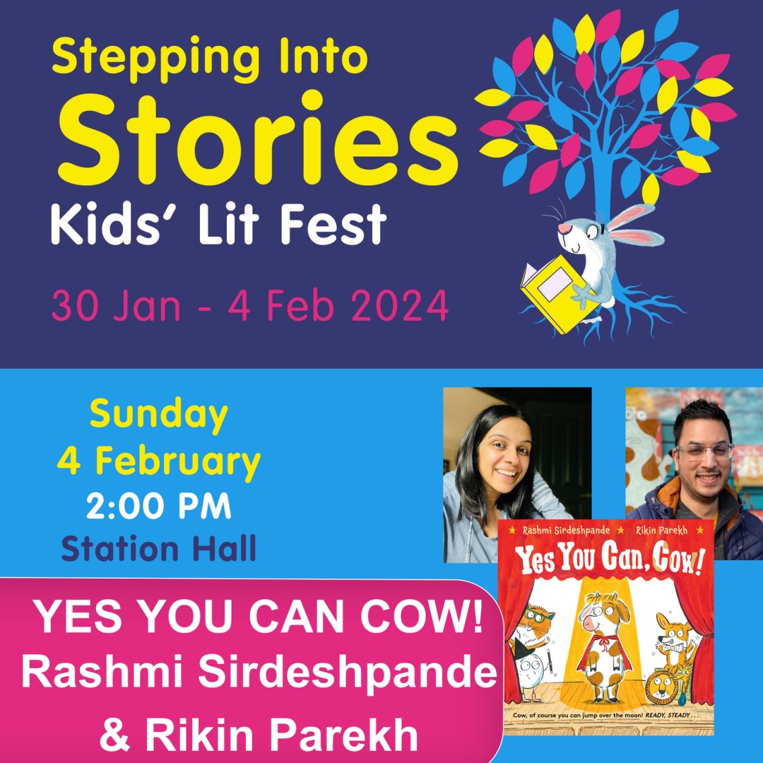 Join @RashmiWriting and me tomorrow at the @stories_fest at 2PM as we introduce #YesYouCanCow to some new readers with a reading, lots of laughs AND a DRAW-A-LONG! Book here: rb.gy/s6x4d4 #picturebook #SteppingIntoStoriesKidsLitFest #SteppingIntoStories #kidlit