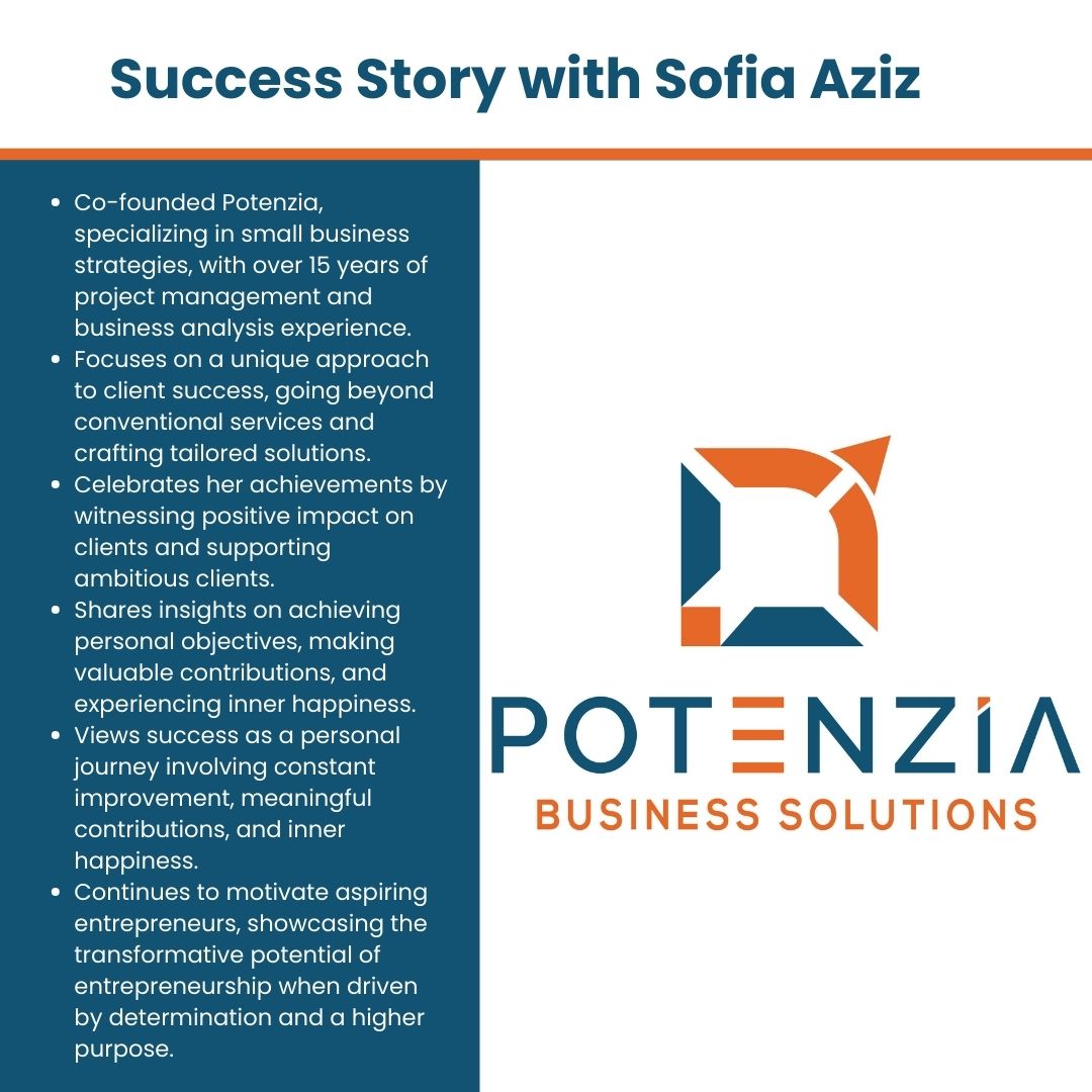 PotenziaSMB's tweet photo. 🌟 Success Story Saturday 🌟

Dive into the inspiring journey of Sofia Aziz, Co-founder of Potenzia Business Solutions, and witness the transformative power of dedication, perseverance, and support.

Read more at https://t.co/69RYFhR1Sj https://t.co/vfwndP9vcC