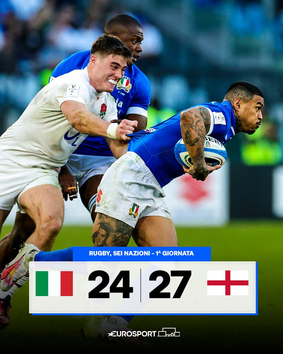 L'Italia lotta e fa sognare nel primo tempo poi però vince l'Inghilterra 🏉🇮🇹🏴󠁧󠁢󠁥󠁮󠁧󠁿

#EurosportRUGBY | #SeiNazioni | #SixNations | #ITAvENG | #GuinnessM6N