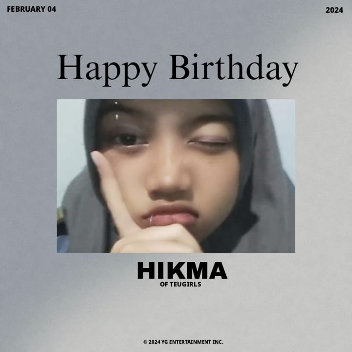 teugirlsdump's tweet photo. HAPPY BIRTHDAY HIKMA๐
โ
04.02.2024
#TEUGIRLS #HIKMA #HAPPYBIRTHDAY #HIKMADAY #04022024 https://t.co/UXjLfyKq8C
