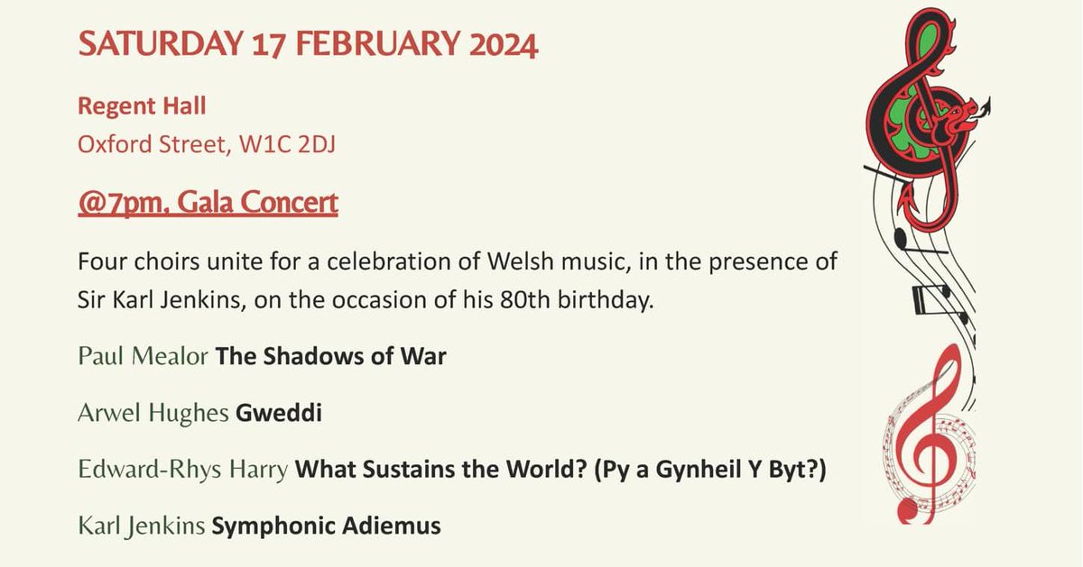British Sinfonietta (@bsinfonietta) on Twitter photo 2 weeks today we'll be performing music by Edward-Rhys Harry, Arwel Hughes, Sir Karl Jenkins, and Paul Mealor, with massed choirs at Regent Hall in central London, as part of the Festival of Welsh Music in London.
<a href="/erhcomposer/">Dr Edward-Rhys Harry FRSA</a>
<a href="/PaulMealor/">Paul Mealor</a>
londonwelshchorale.org.uk/fwmil 2 weeks today we'll be performing music by Edward-Rhys Harry, Arwel Hughes, Sir Karl Jenkins, and Paul Mealor, with massed choirs at Regent Hall in central London, as part of the Festival of Welsh Music in London.
<a href="/erhcomposer/">Dr Edward-Rhys Harry FRSA</a>
<a href="/PaulMealor/">Paul Mealor</a>
londonwelshchorale.org.uk/fwmil