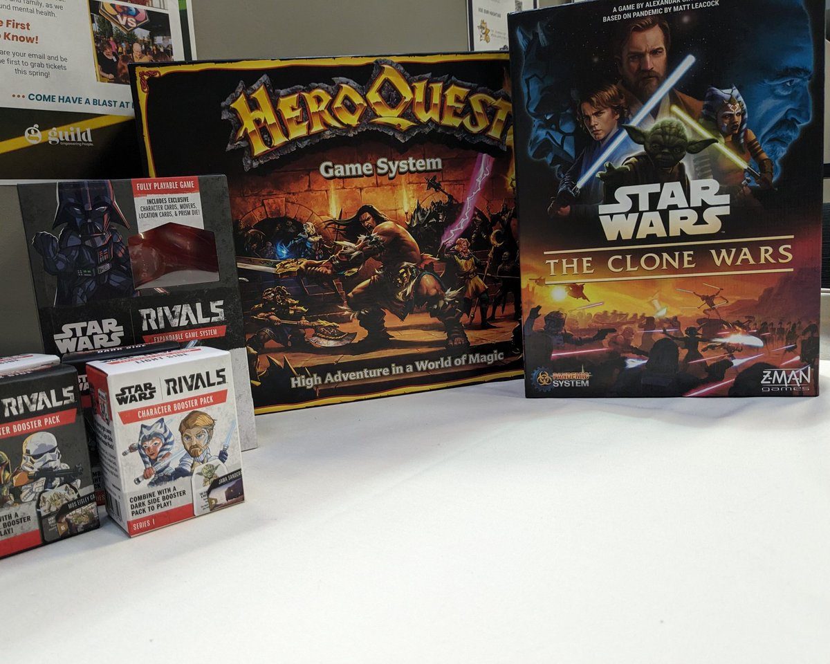 Getting ready for day 2 of #2DConUnplugged! Here's a few of the games we'll be playing today! LFG!