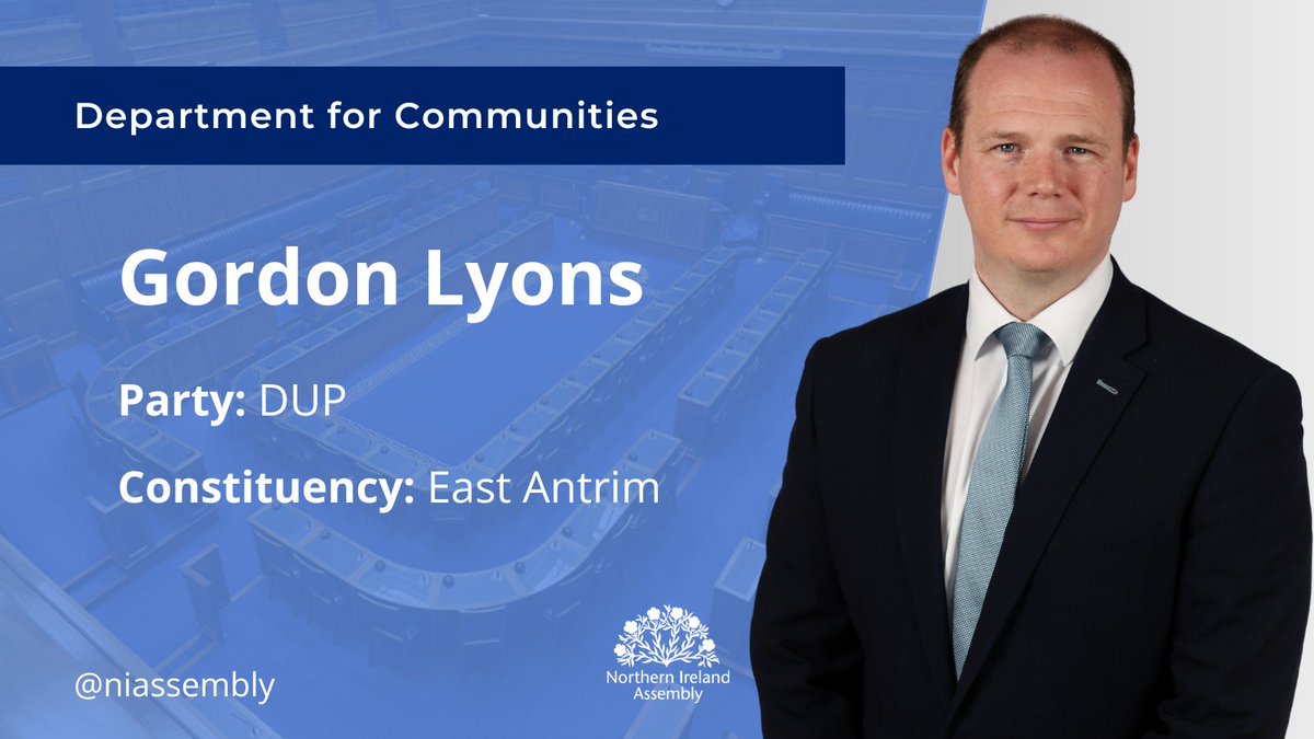 niassembly's tweet photo. The DUP's Gordon Lyons has been elected as Communities Minister. https://t.co/Kg6kMOPU5d