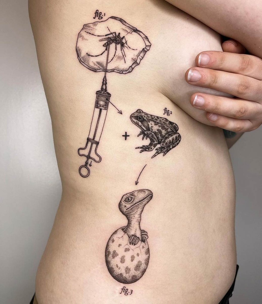 How Jurassic Park dinosaurs are made. Tattoo by Michele Volpi, owner of  META Tattoo Lab in Bologna, Italy. https://t.co/stMTpUSX7t, image size:1037x1200