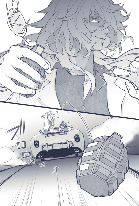 #フォロワーさんの小説の一場面を絵にさせていただく
冬狐さん(@toko_whitefox)の小説の一場面を描きました～!
ご隠居と手りゅう弾の違和感の無さ!😂😂😂
描かせていただきありがとうございました～!🙌 