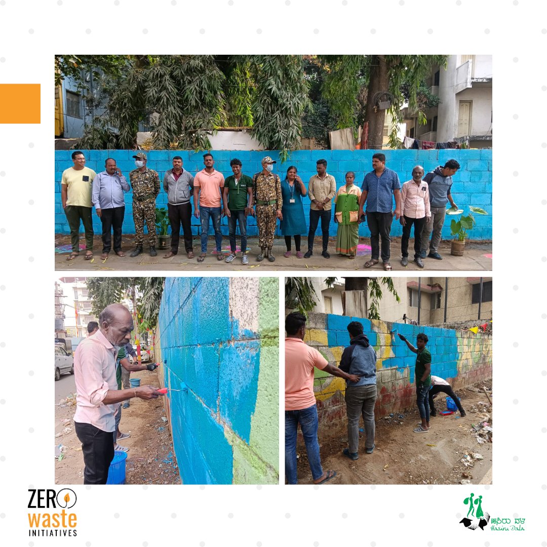 Making a difference together! ♻️ Organized a clean-up drive and wall painting at Shanthi Road with BBMP staff, Marshall team, citizens from Ward 117 Shanthinagar, and members of our team. A total of 15 dedicated people joined forces! #CommunityCleanup #TeamWork #HasiruDala