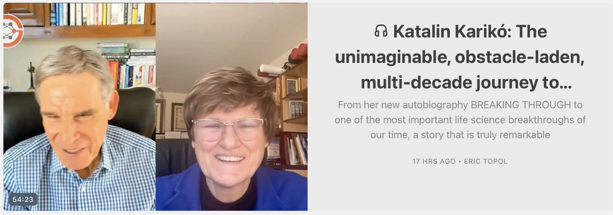 Eric Topol (@erictopol) on Twitter photo If you're not familiar with <a href="/kkariko/">Katalin Kariko</a>—and her life- changing discovery against all odds, recognized by the 2023 <a href="/NobelPrize/">The Nobel Prize</a>, you'll be inspired by this conversation.
The new Ground Truths podcast (link in profile)
Now available @apple and <a href="/Spotify/">Spotify</a> If you're not familiar with <a href="/kkariko/">Katalin Kariko</a>—and her life- changing discovery against all odds, recognized by the 2023 <a href="/NobelPrize/">The Nobel Prize</a>, you'll be inspired by this conversation.
The new Ground Truths podcast (link in profile)
Now available @apple and <a href="/Spotify/">Spotify</a>