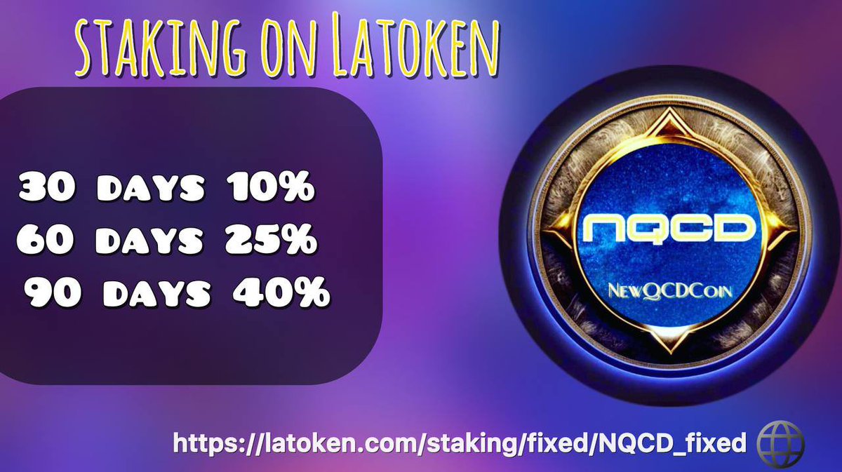 "🚀 Important announcement for NQCD token holders! Now you have the opportunity to participate in staking and receive passive income! 

👇👇👇👇👇👇👇👇

latoken.com/staking/fixed/…