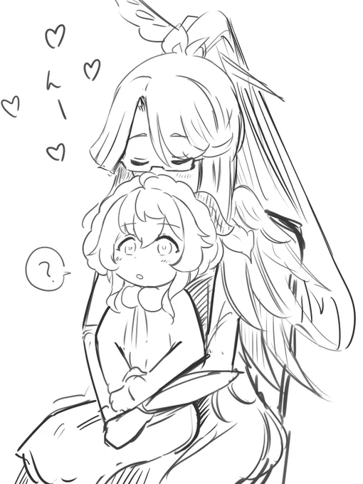 @detrich_uma 閑雲さんって絶対小さい頃の甘雨を死角から見えないように可愛がってたんだろうなぁという落書き 