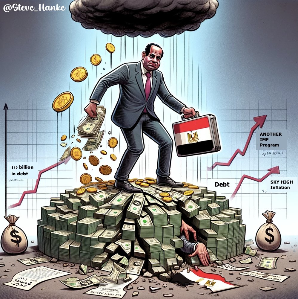 steve_hanke's tweet photo. #EgyptWatch🇪🇬:

Sisi &amp; the IMF stand ready to bury Egypt under an additional $10bn in debt. https://t.co/oMqd7mYapi