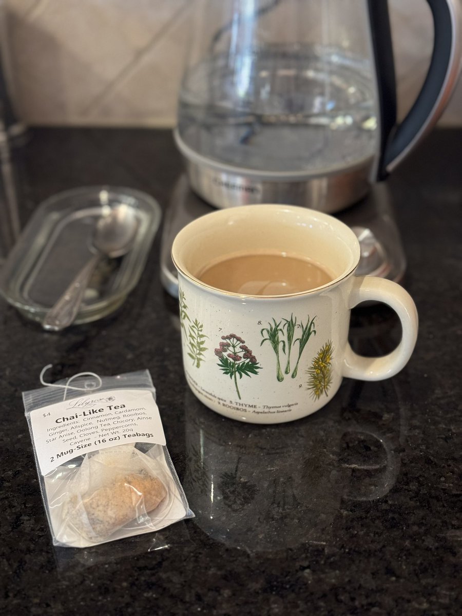 Perfect day for a hot Chai-like Tea Latta in the perfect cup!

#chaitealatte #smallbusiness #customteaandtisaneblends #drinktea #madeinoklahoma