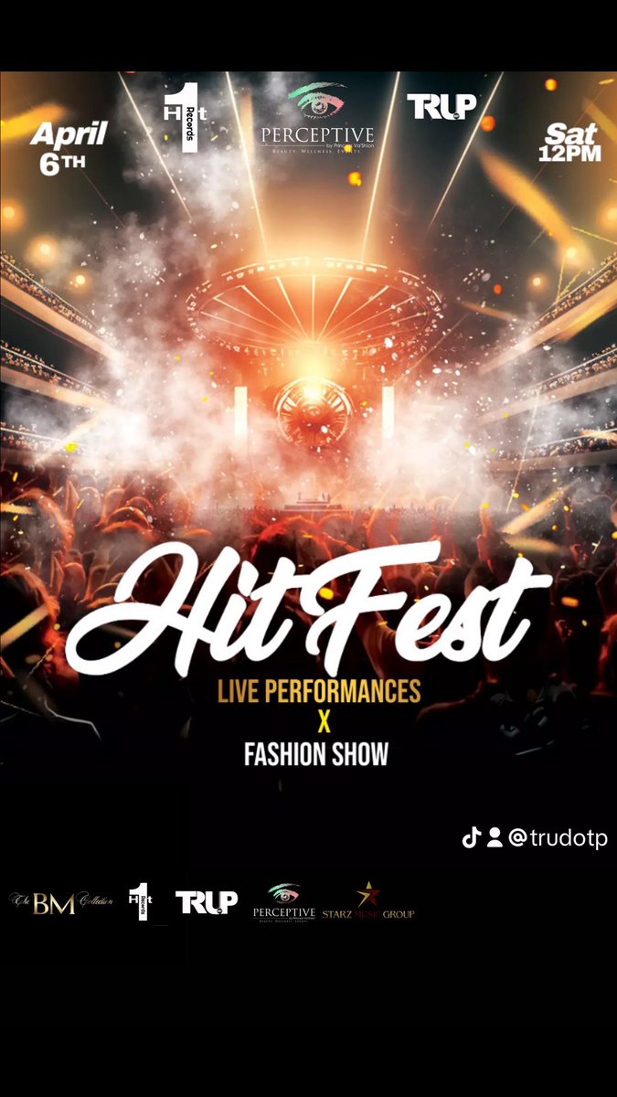 Trudotp's tweet photo. Join us at Hit Fest 2024 on April 6th, from 12 pm to 12 am – where Music, Fashion, and Wellness converge. The event is created and directed by @trudotp &amp; @perceptivebyprincessvashion. https://t.co/7TBfJsqMEU