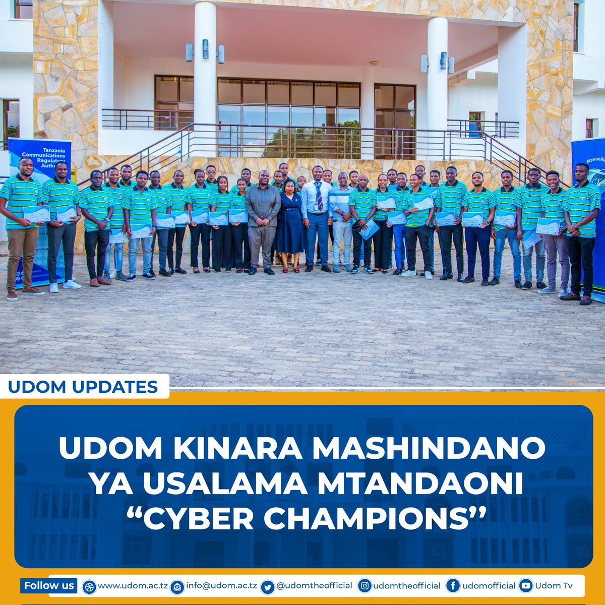 udomtheofficial's tweet image. Chuo Kikuu cha Dodoma kimeibuka Mshindi wa Kwanza katika Shindano la Tano la Usalama Mtandaoni 2023/24 &quot;Cyber Champions&quot;, linaloratibiwa na Mamlaka ya Mawasiliano Tanzania @TCRA_Tz