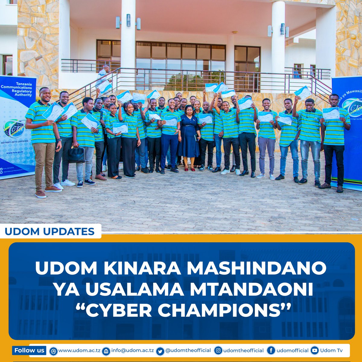 udomtheofficial's tweet image. Chuo Kikuu cha Dodoma kimeibuka Mshindi wa Kwanza katika Shindano la Tano la Usalama Mtandaoni 2023/24 &quot;Cyber Champions&quot;, linaloratibiwa na Mamlaka ya Mawasiliano Tanzania @TCRA_Tz