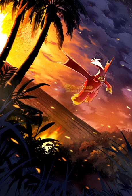 The Sky IgnitedMy piece for  beta Pokemon zine. I'm happy I got to draw beta Latias, my beloved. 