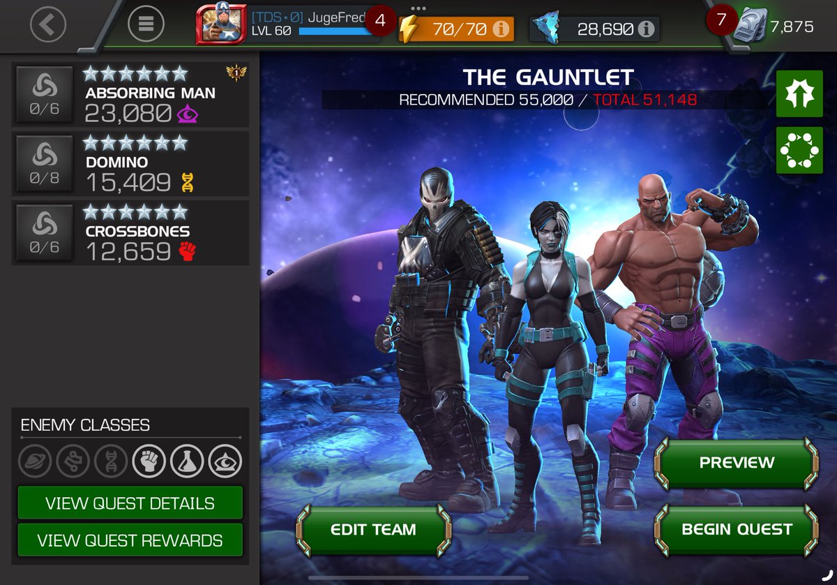 JugeFredd's tweet photo. Ma compo pour aller chercher la partie de #Deathless #KingGroot dans l’event Paragon du mois #MCOC 
Ça va piquer un peu mais ça devrait le faire 👍🏾 https://t.co/G4Iu6F9UzA
