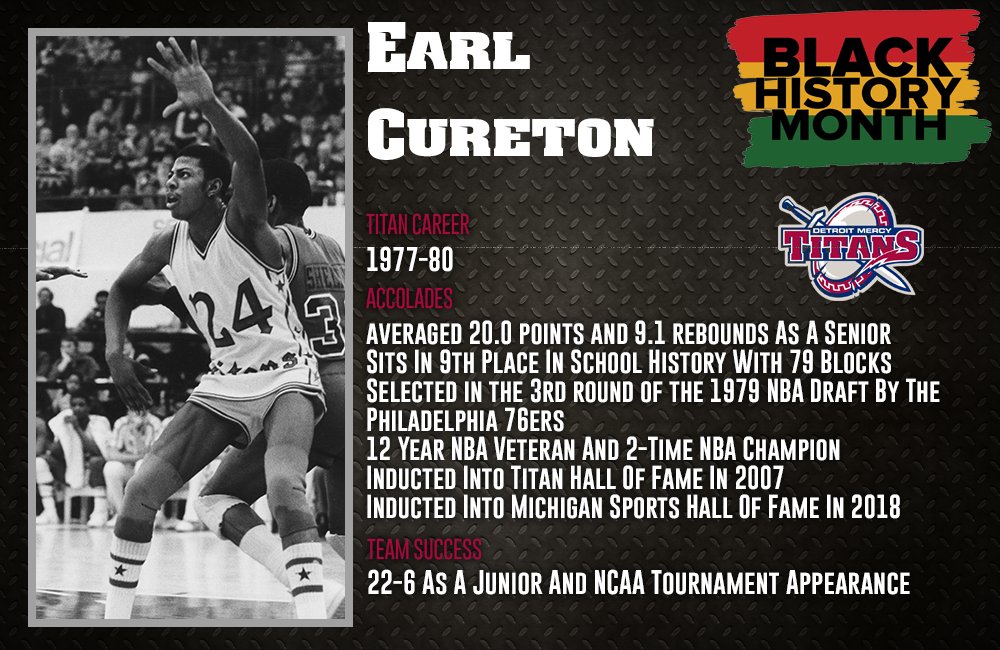 In honor of #BlackHistoryMonth , today we honor @EarlTheTwirl , a 2-time NBA Champion who is a member of both @RMUAthletics and our Hall Of Fame. Titans host RMU at 1 PM today #DetroitsCollegeTeam #HLMBB ⚔️🏀