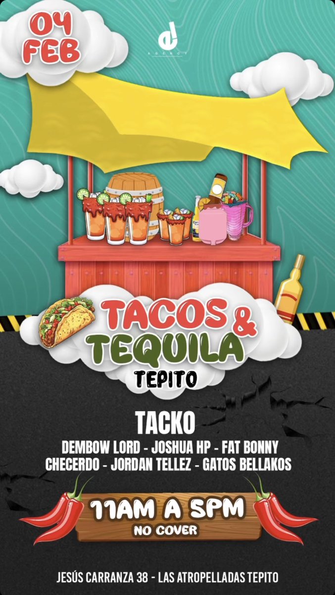 Amuletomx's tweet photo. Fiesta en #tepito CDMX🎉

Tacos y Tequila 🌮 

Ven a disfrutar de un evento de lujo lleno de Artistas internacionales y locales acompañado de una deliciosa orden de tacos.

No te lo pierdas! Hosted by Escena Local. 

#fiestaencdmx #ravecdmx #techhousemusic #reggaeton https://t.co/0Mk06kIWnn