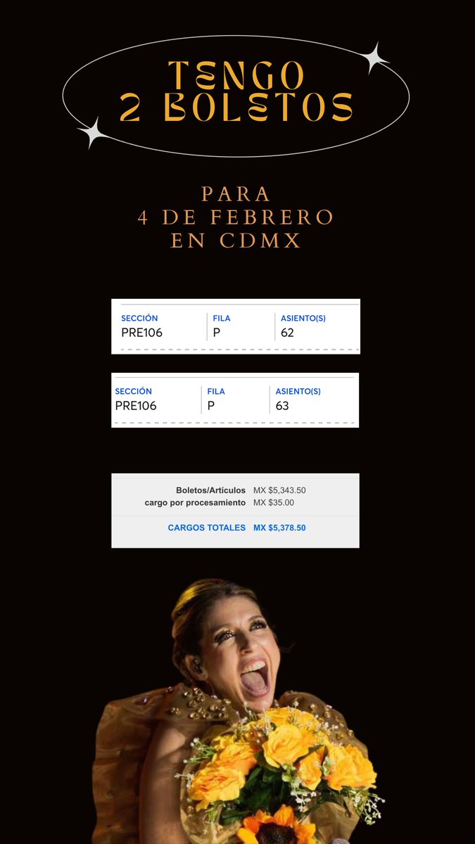 feerviigil's tweet photo. Estoy vendiendo dos boletos para #FlorBertotti en #auditorionacional mañana 4 de febrero

Los dejo en $4000 y puedo aceptar pago con tarjeta. Los vendo porque ire al de Mty
#floricientacdmx #floricienta 

Super bien  ubicados en sección 106. Transferencia por ticket master https://t.co/boQOgapvWC
