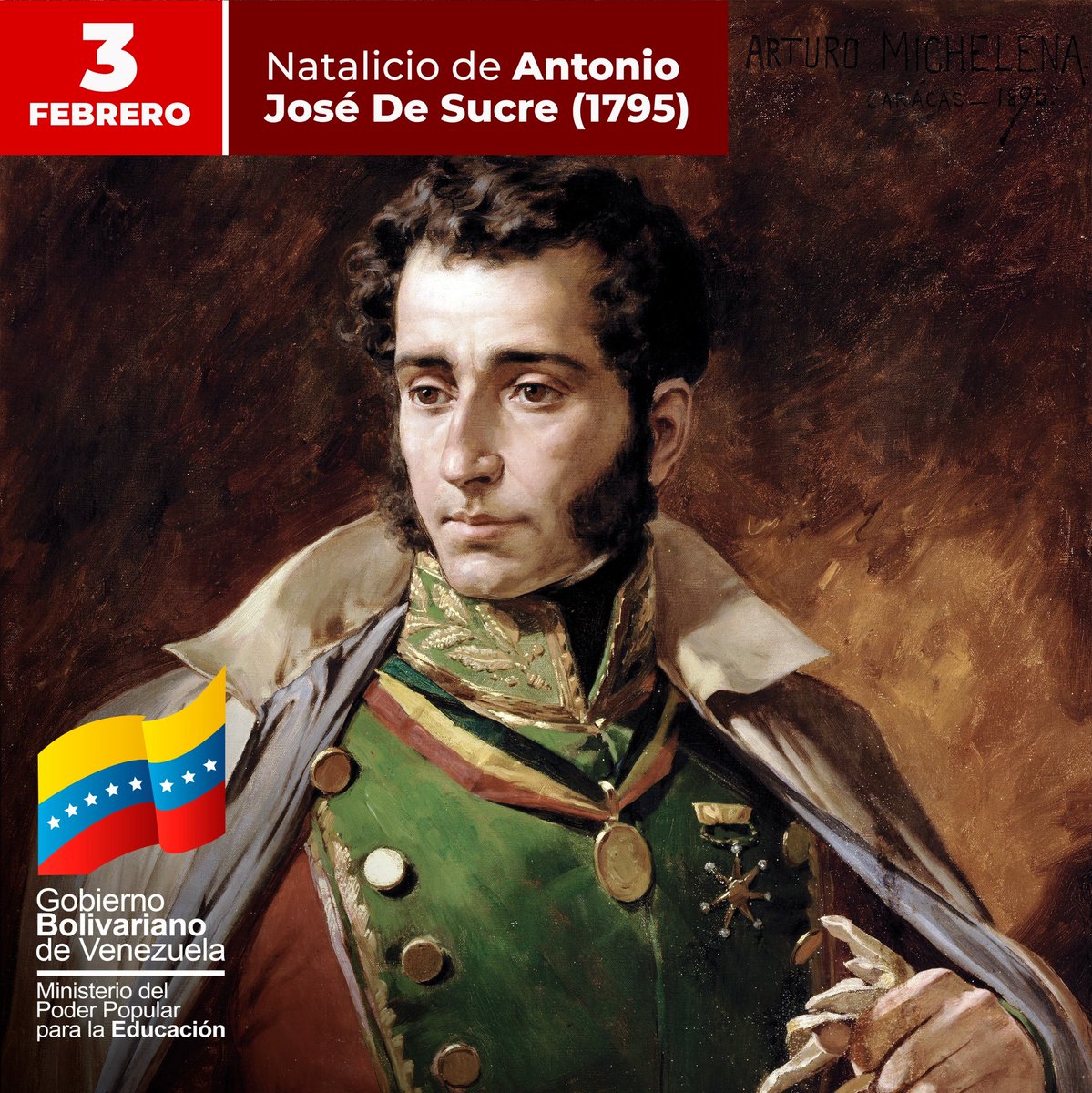 ¡Honor y gloria eterna!

Sigamos el ejemplo del Gran Mariscal de Ayacucho, Antonio José de Sucre, joven luchador con la más pura virtud militar, leal, valiente, justo y patriota. 

<a href="/NicolasMaduro/">Nicolás Maduro</a>
<a href="/MPPEDUCACION/">MPPEDUCACION</a>