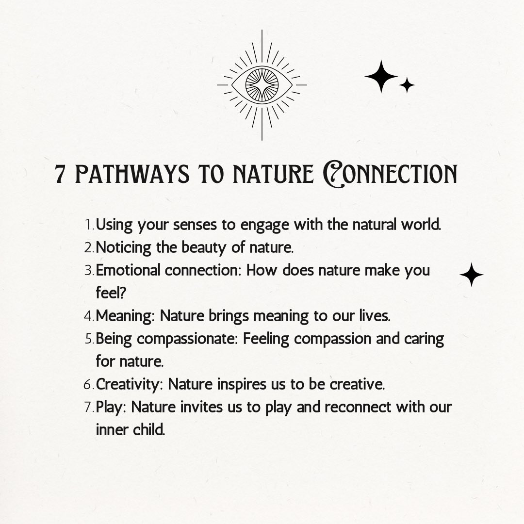 NaturalReflexi1's tweet photo. You may have noticed that I’m always talking about the benefits of nature connection for us humans, but what does it actually mean? 
Here are seven very practical ways to develop your nature connection.
#natureconnection #ecotherapy #wellness #wellbeing #nature #saturday https://t.co/BuvXMuLLHz