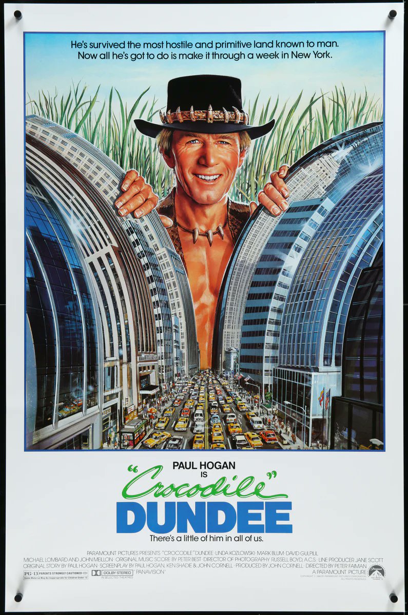 The #LOLmovies are on #LaffTV (CH. 7.3 in #Detroit/#yqg.) See #PaulHogan as #CrocodileDundee in the 1986 hit comedy tonight at 8PM. #LindaKozlowski co-stars in this film as well as the sequels #CrocodileDundeeII and #CrocodileDundeeInLosAngeles which follow at 10:30 and 12:30AM.