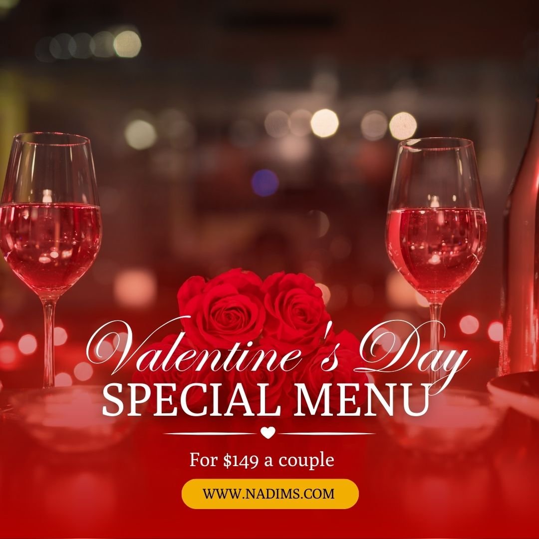 NadimsCom's tweet photo. Valentine's Day at Nadim's means a set menu and live jazz for just $149 per couple. 

Immerse in a night of soft lighting, flowers, and Mediterranean flavors. Don't miss out, book now! 

https://t.co/b7Xh0wfoqX https://t.co/SfIlOjHAjw