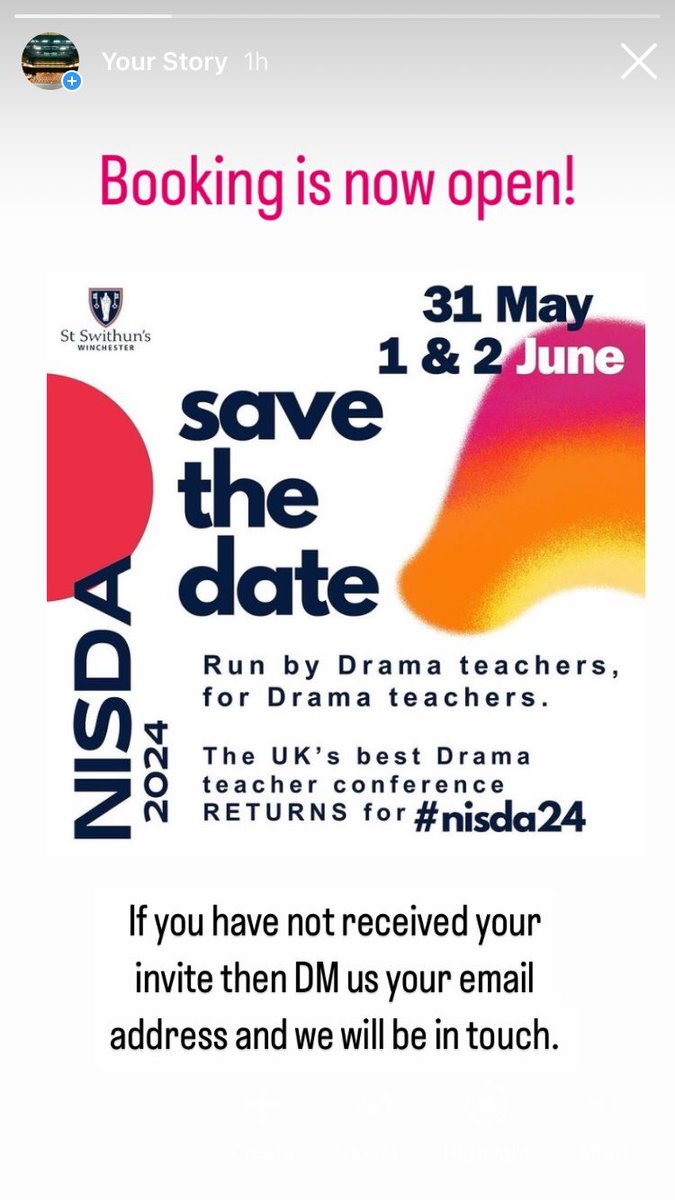 Ready for #NISDA24 <a href="/StSwithunsGirls/">St Swithun's School</a> ? Booking is now open! If you have not received your invitation yet then DM us with your email and we will be in touch.@Team_Splendid <a href="/dreamthinkspeak/">dreamthinkspeak</a> <a href="/ThePaperBirds/">The Paper Birds</a> <a href="/BoxHouseTheatre/">Box House Theatre Company</a> <a href="/toldbyanidiot93/">Told by an Idiot</a> <a href="/MelSimpsonDance/">Mel Simpson Dance 💃</a> and much more!