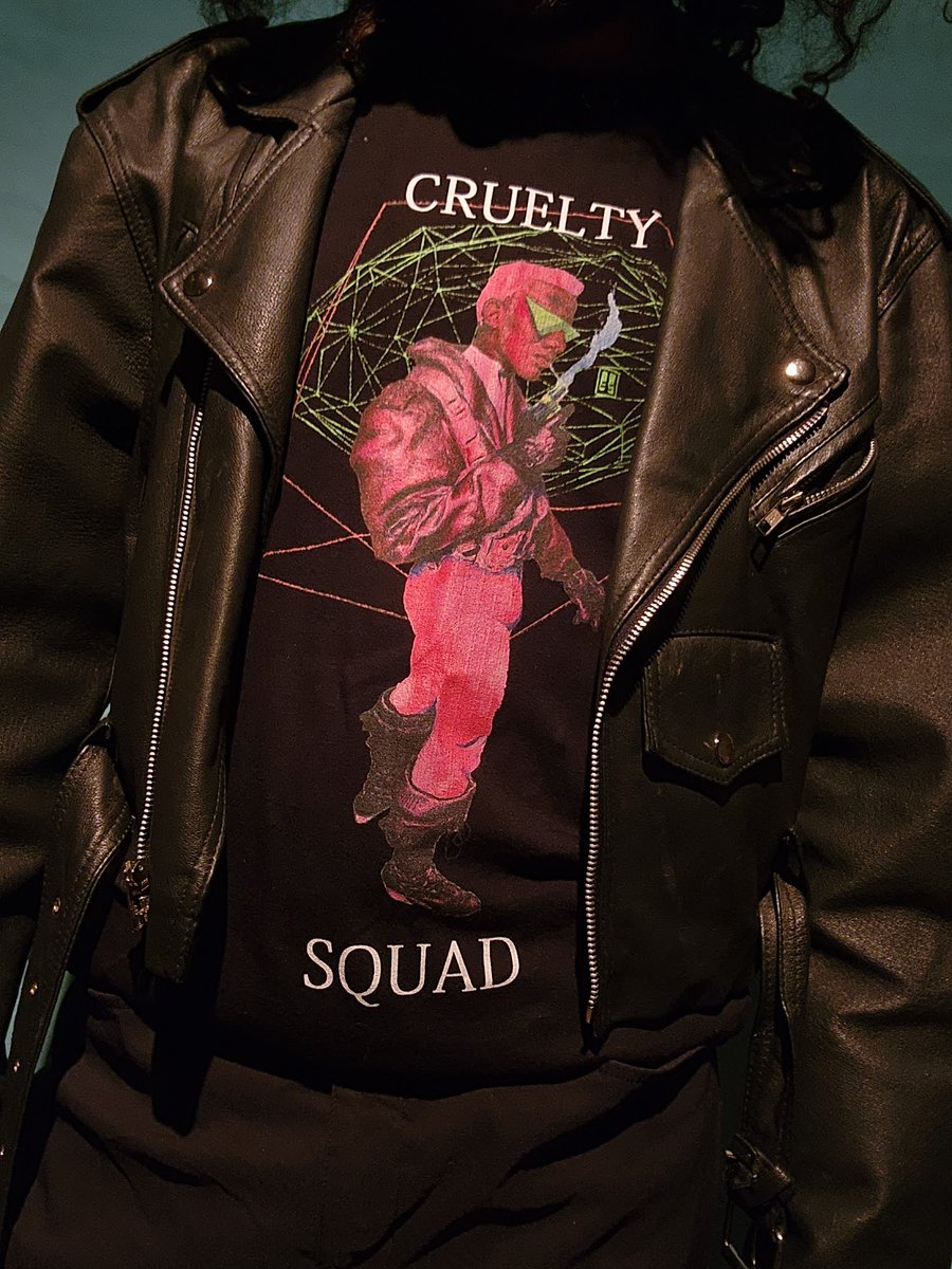 Hi everybody, finally figured out how to get shirts made of the Cruelty Squad work I've done. Even made a new design, hope you dig 'em! Thanks again to @villecallio for giving the thumbs up! (Links below) @CSoftproducts