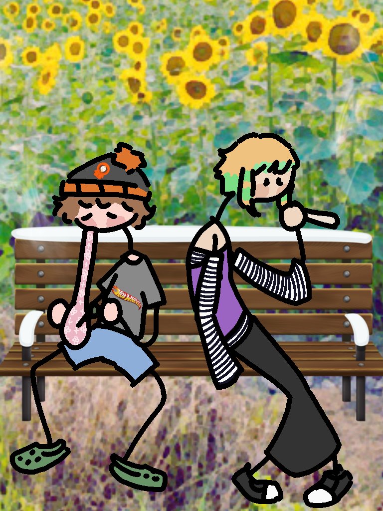 aibofangirl's tweet photo. omg guys i made some new ocs🥺
their names r alt girl and loser boy , theyre both stoners and have been friends for 2½ years ever since they met in art school
loser boy quit school and became a gardener and alt girl is still in art school 
thoughts ? 🥺 https://t.co/d3TPGx5dfZ