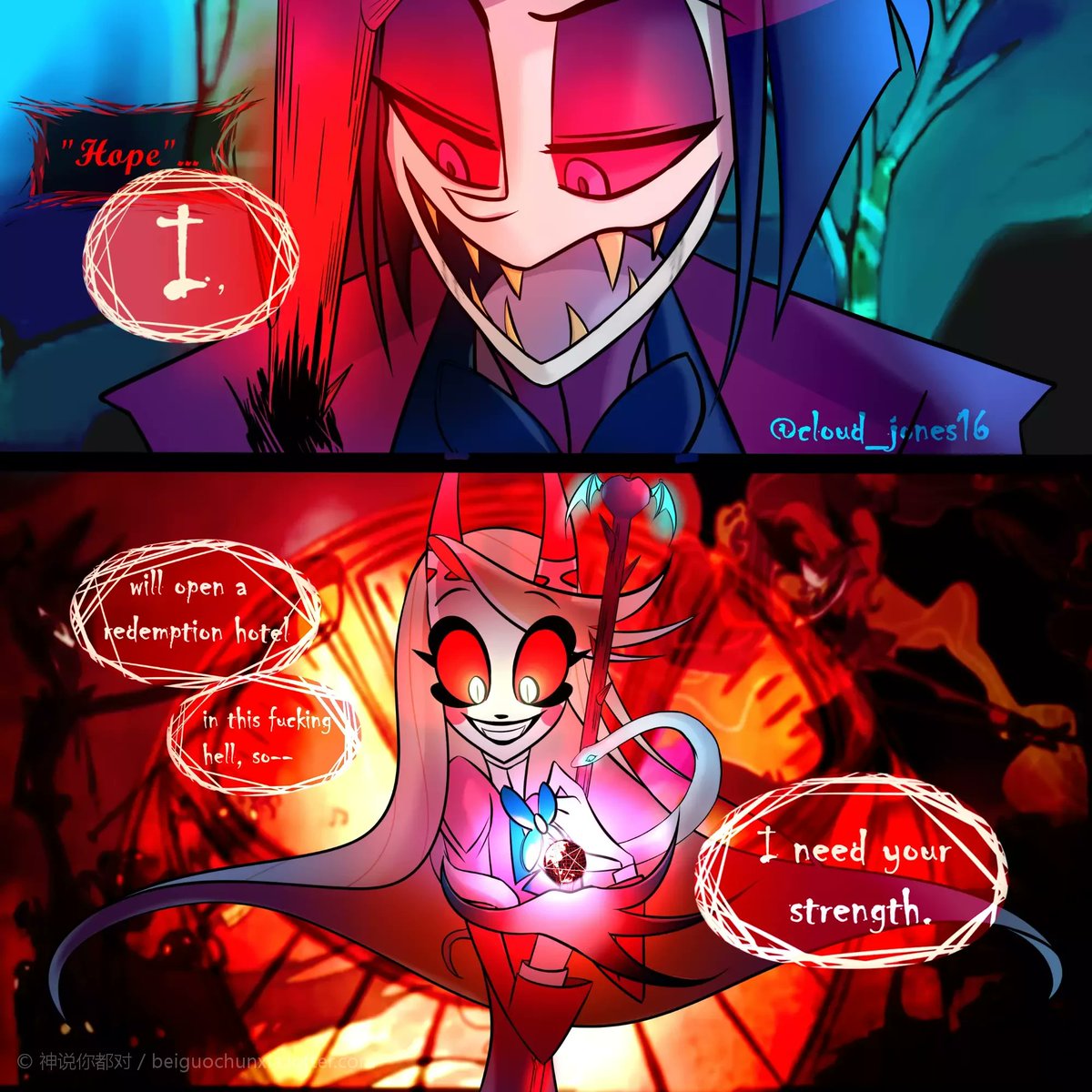 #charlastor #radiobelle
一个“请求”
（是的我在偷懒这是以前的画所以衣服还是旧衣服o3o