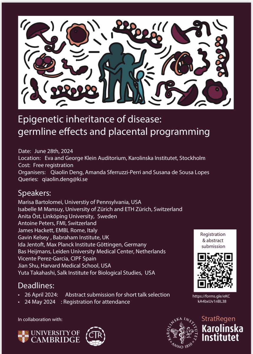 Excited to announce this symposium that I organized with two amazing co-organizors Amanda Sferruzzi-Perri and Susana Chuva de Sousa Lopes. A great line of speakers and it is free registration thanks to StratRegen KI initiative by @ChristianGoritz @fredrik_lanner