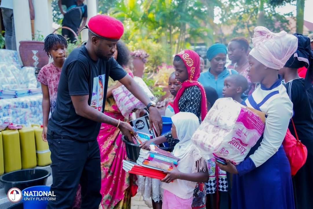HEBobiwine's tweet photo. This afternoon, we continued our tradition of standing with the distressed families of political prisoners, those who were abducted and are still missing, as well as those who paid the ultimate price in the name of our struggle for democracy and freedom. While children are planning to go back to school, you can imagine the pain and sorrow these families have to endure. You can imagine the burden these single parents and other relatives have to bear to stand in the gap. Currently, we have 189 verified children of our comrades who have been either extra-judicially killed, illegally detained or disappeared by the Museveni regime. We shared with these families some scholastic materials as well as some contribution towards school fees. We appreciate our friends who have taken on the school-fees burden of 20 of these children, and call upon all citizens of good will to get in touch with our welfare office and join this effort. God bless. 

#FreeAllPoliticalPrisonersinUganda 
#BringBackOurPeople