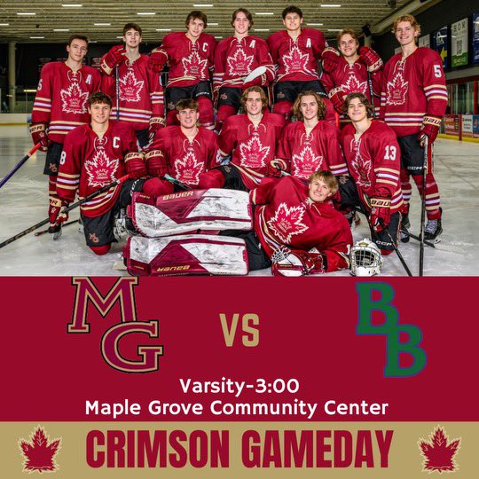 CRIMSON GAMEDAY!

Today we are honoring the seniors at 2:15.  Livestream at mgcrimsonhockey.com

No JV game today.