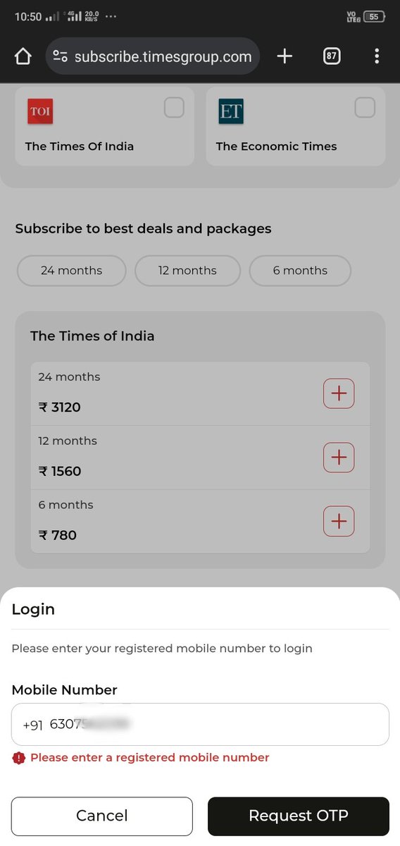 ankur_dheeman's tweet photo. Hey @EconomicTimes I have recently subscribed your newspaper for 6 months but I have mistakenly submitted half filled address and saved the address (on website) 
When I am logging in, it's saying "login from registered phone no" 
I mean I just became a registered.
#help https://t.co/WEXXVn834W