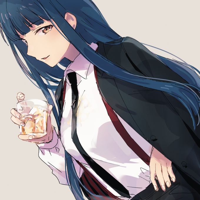 「breasts drinking glass」 illustration images(Latest)