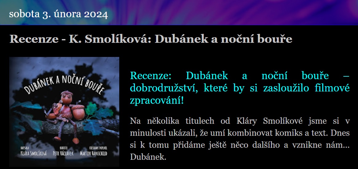 KlaraSmolikova's tweet photo. Tak prý by si Dubánek a noční bouře zasloužil filmové zpracování. My autoři jsme rozhodně pro a jsme teď spolu s @Vaclavek a @mato_han zvědaví na tu údajnou sílu Twitteru ;)
https://t.co/xOPCOAqZtj https://t.co/uUGubE2EdG