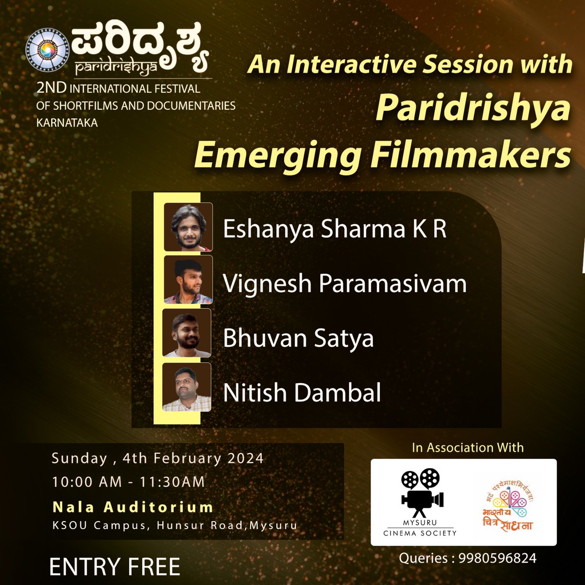 Tomorrow's  (4th Feb 24) attractions  @ParidrishyaFest 
A conversation with veteran film maker #GirishKasaravalli
@CinemaRareIN @IFFIGoa
@FTIIOfficial @Festival_Cannes @Star_Of_Mysore 
@TheHinduCinema @UdayavaniNews 
@Vijayavani_Digi 
@Vijaykarnataka 
@HosadiganthaWeb