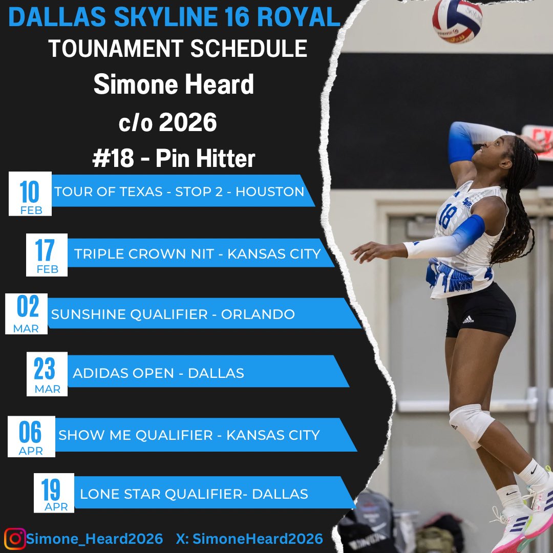 Come check out Dallas Skyline 16 Royal for the rest of our tournament schedule @Skylinejrs @PESHvolleyball @PDTexas @PrepVolleyball