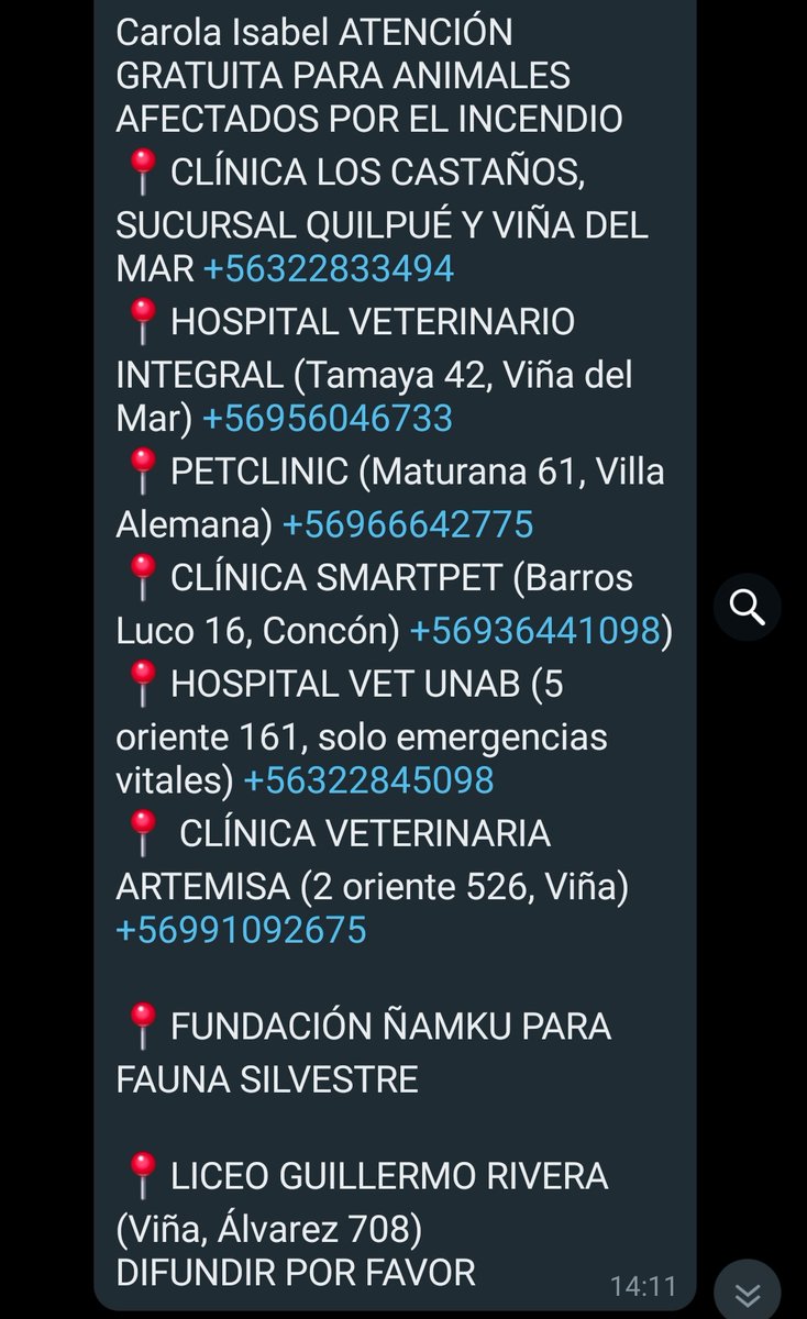 Roma_Damned's tweet photo. Dato de clínicas veterinarias gratuitas para animales afectados por #incendioforestal en región  de valparaiso  #incendio #Valparaiso https://t.co/y9saPVm16W
