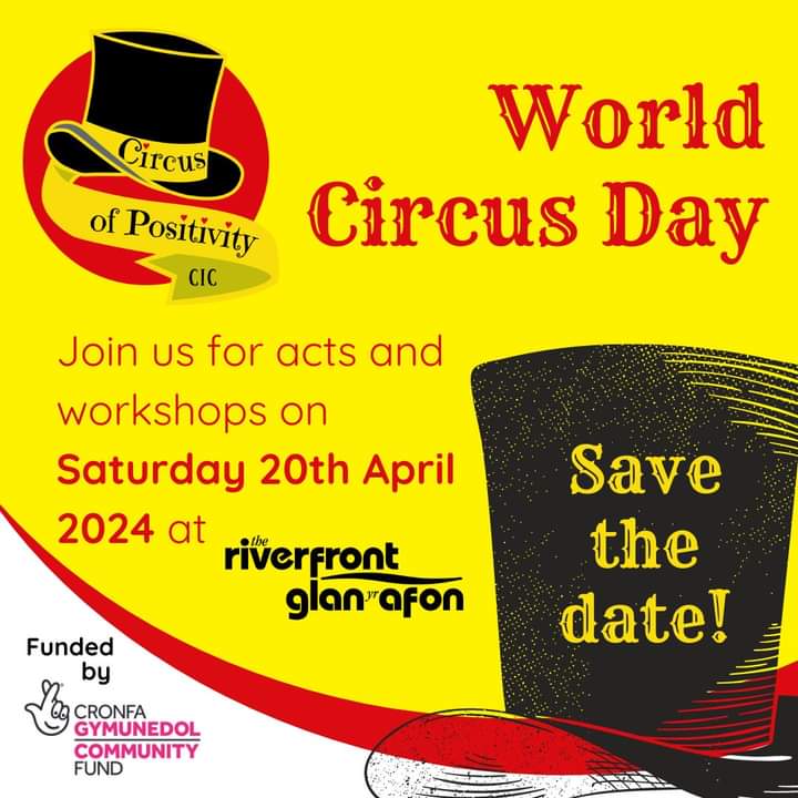 The third Saturday in April is #WorldCircusDay and thanks to funding from @TNLComFundWales we'll be hosting a celebration at <a href="/RiverfrontArts/">The Riverfront</a> in Newport. 
🤩 Professional acts
🤹‍♀️ Community demonstrations
🎪 Workshops and activities 
Check back here for more details soon!