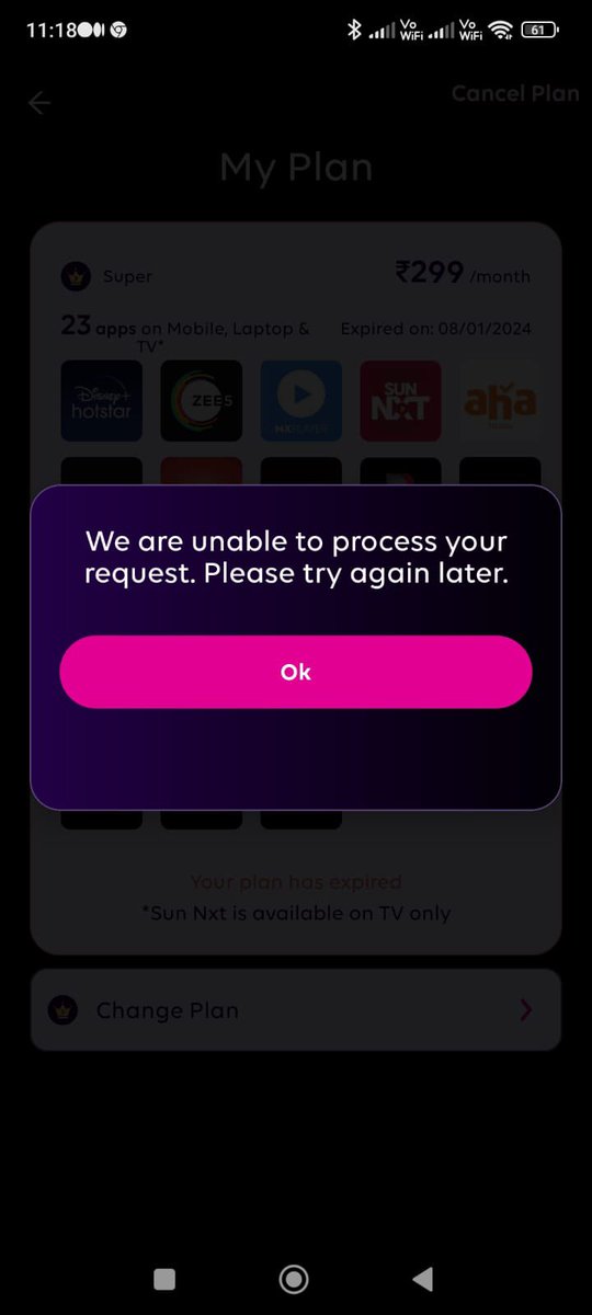 lalit24's tweet photo. @TataPlayBinge @TataPlayin 

subscriber id:-1312717513 

Wats d hurry to close the request before solving it #pathetic #CustExperience
@TataPlayin #TataGroup refer to ss and apply some logic .after uninstalling and installing again.#IT team sucks plz fire #Hopeless https://t.co/C0ImbvxdN6