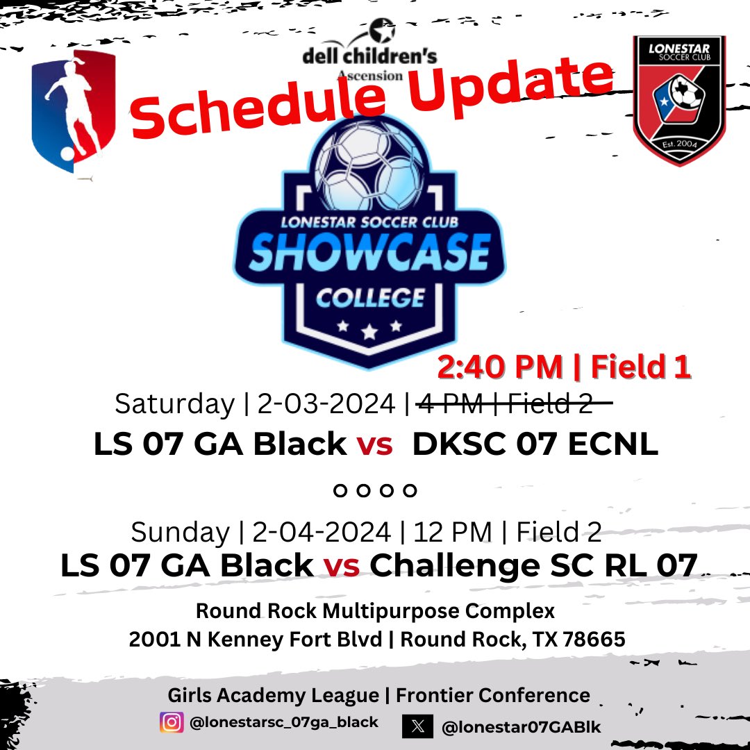 GAME DAY! 

‼️New Start time and Field location‼️