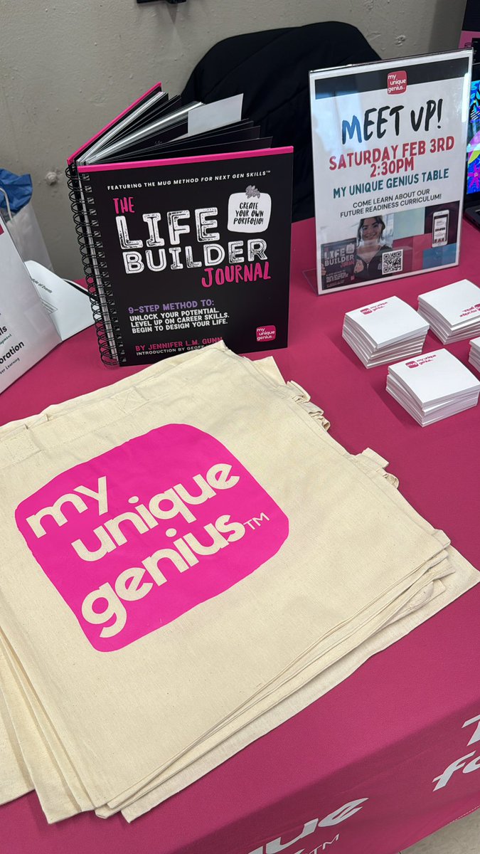 MyUniqueGenius_'s tweet photo. Come check out the My Unique Genius table at @educonphilly — we’ve got swag and giveaways and a killer future readiness curriculum for teens. #educon https://t.co/Ws60LCB6Be