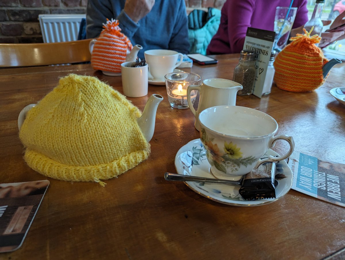 AlisonEBennett's tweet photo. When they know what colour tea cosy to serve you in #TheWoolpack #BurgessHill #LibDems #WinningHere https://t.co/kEjLMWJ91j