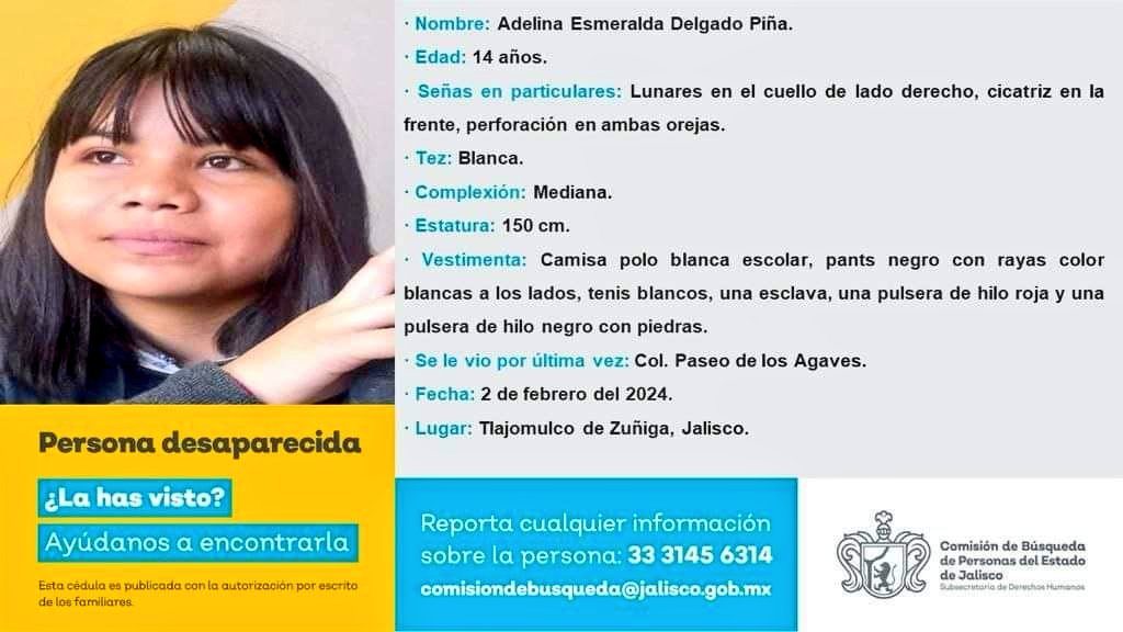 VMGlezR's tweet photo. Menor de edad desaparecida en Tlajomulco. https://t.co/KMih1HrnlA
