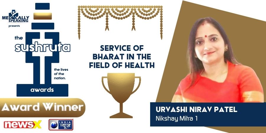 NewsX's tweet photo. Medically Speaking (@medicallyspkng ) presents the #SushrutaAwards, 1st ever televised health awards.
We extend our heartiest congratulations to Urvashi Nirav Patel, Nikshay Mitra 1 for her service to #Bharat in the health field. Watch it live! 8th February, 10 am onwards as we welcome Chief Guest Shri Mansukh Mandaviya. (@mansukhmandaviya)

@MoHFW_INDIA