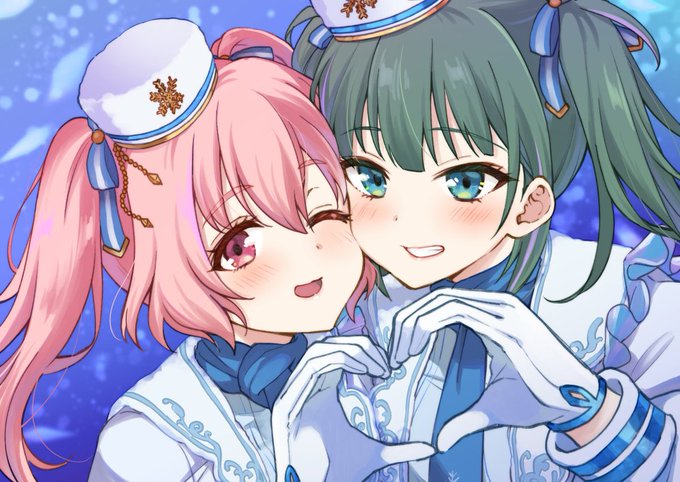 「blue eyes heart hands duo」 illustration images(Latest)